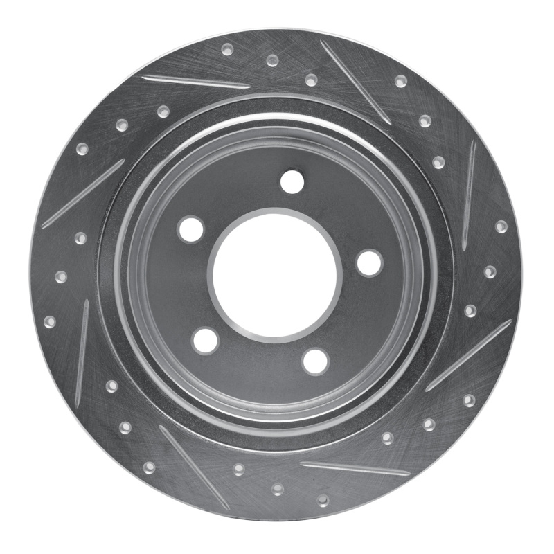 Chrysler Pacifica Brake Rotor (1) - Rear Left - R1 Concepts - Drilled & Slotted - Silver - `04-`08